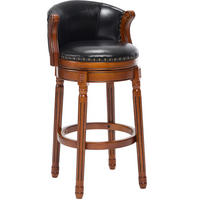 BARHOCKER drehbar Sitzhöhe ca. 75 cm Leder Holz Schwarz - Schwarz, Holz (54.8/96/54.8cm) - Meubliv
