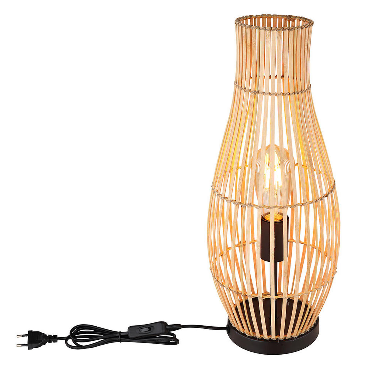 LED STEHLEUCHTE Bambus Braun - Braun, Holz (19.5/19.5/47.5cm) - Globo Lighting