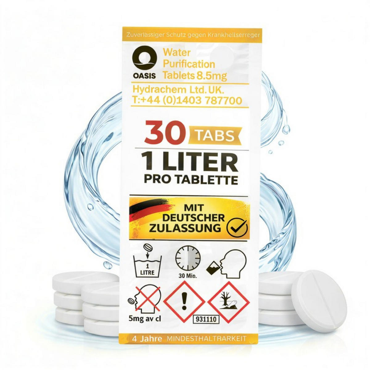 WASSERAUFBEREITUNGSTABLETTEN 30 Stk inkl. 10L Faltkanister Camping Outdoor Trinkwasser 1L - Weiß, Kunststoff (20/25/12cm) - JUNG