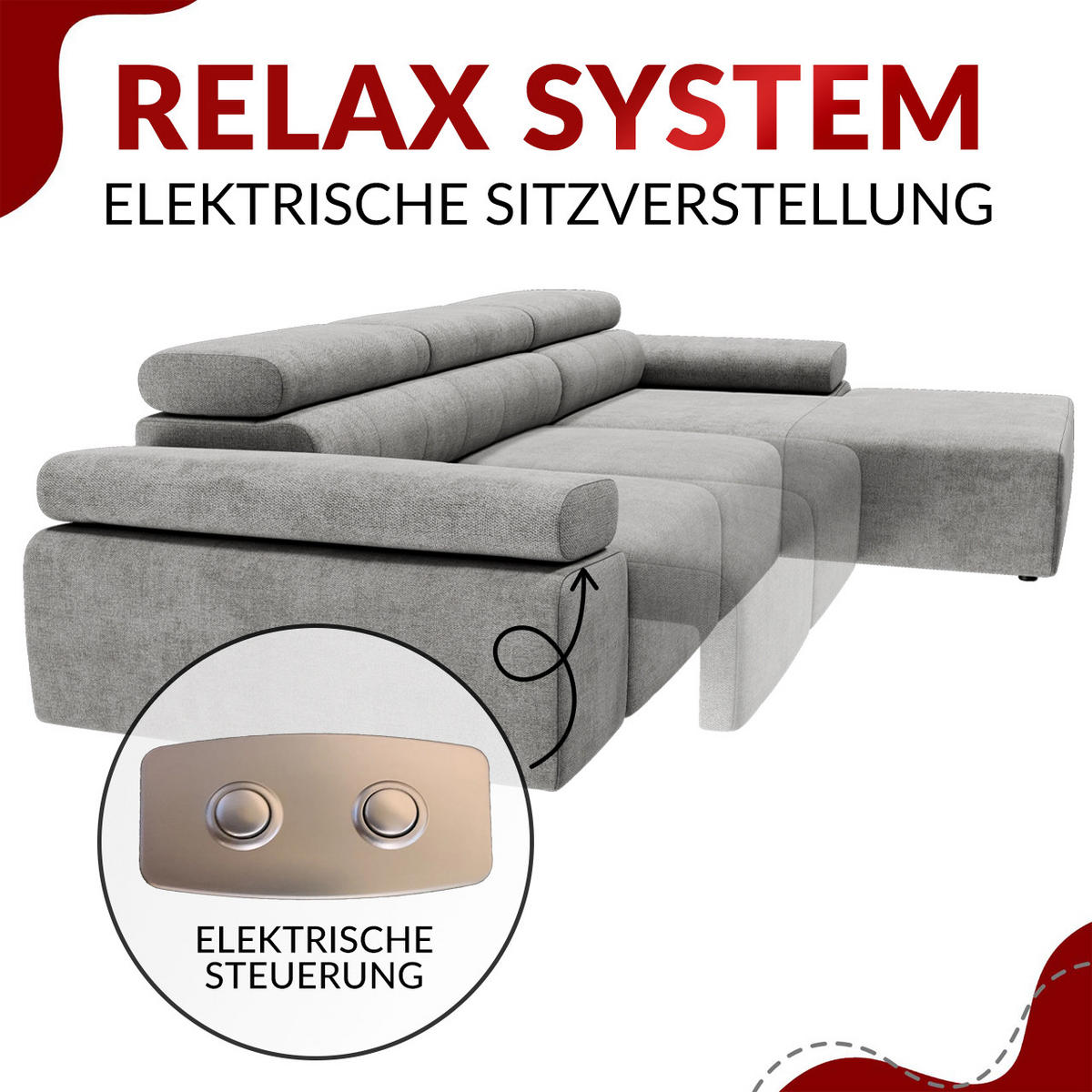 ECKSOFA RILASSO L Creme Plüsch - rechts - Creme/Schwarz, Kunststoff/Textil (174/296cm) - MKS