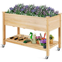 HOCHBEET groß mit Ablage Holz - Apfelbaumfarben, Holz (59/84/120cm) - COSTWAY