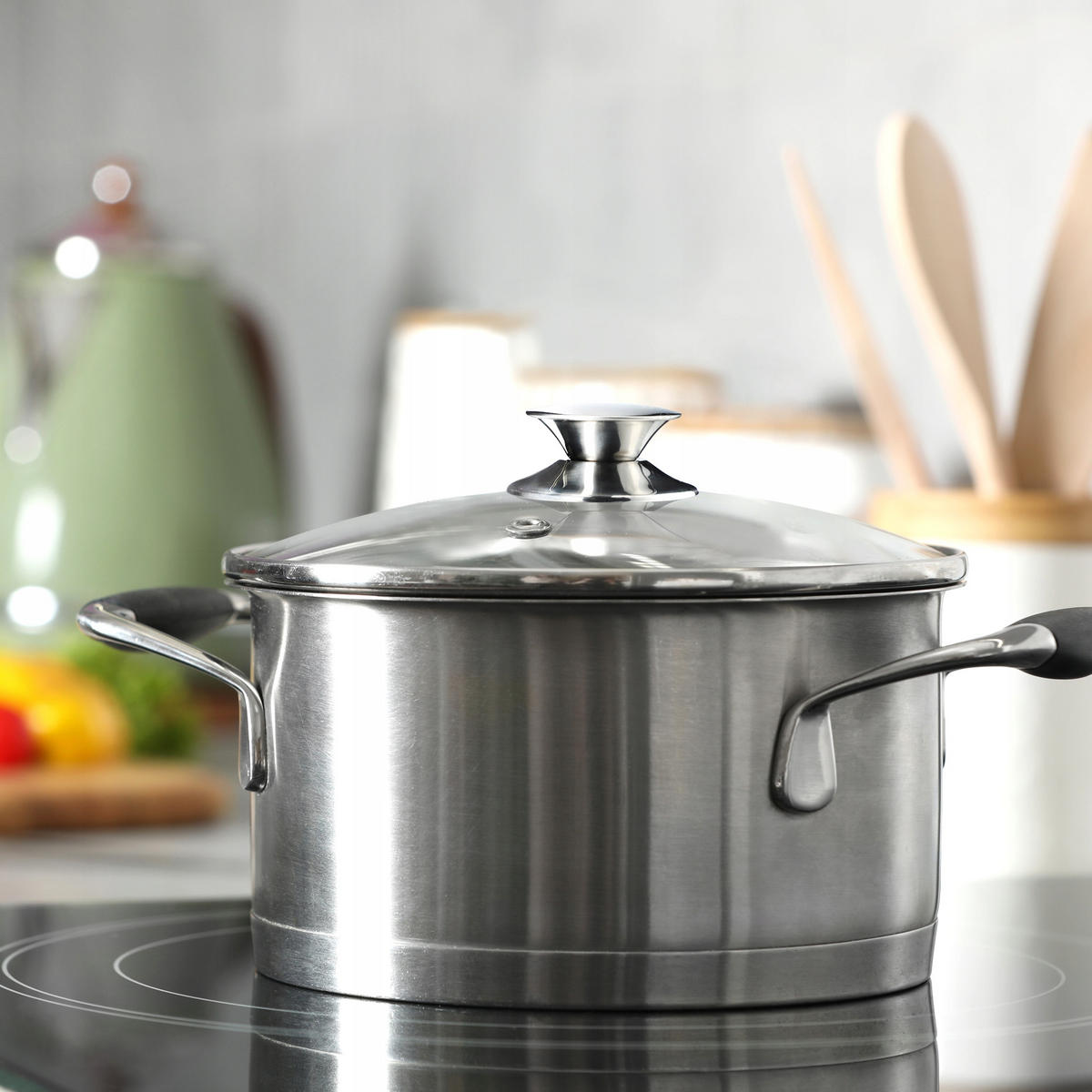 DECKEL mit silbernem Griff, 28 cm - Transparent, Glas/Metall (28cm) - KADAX