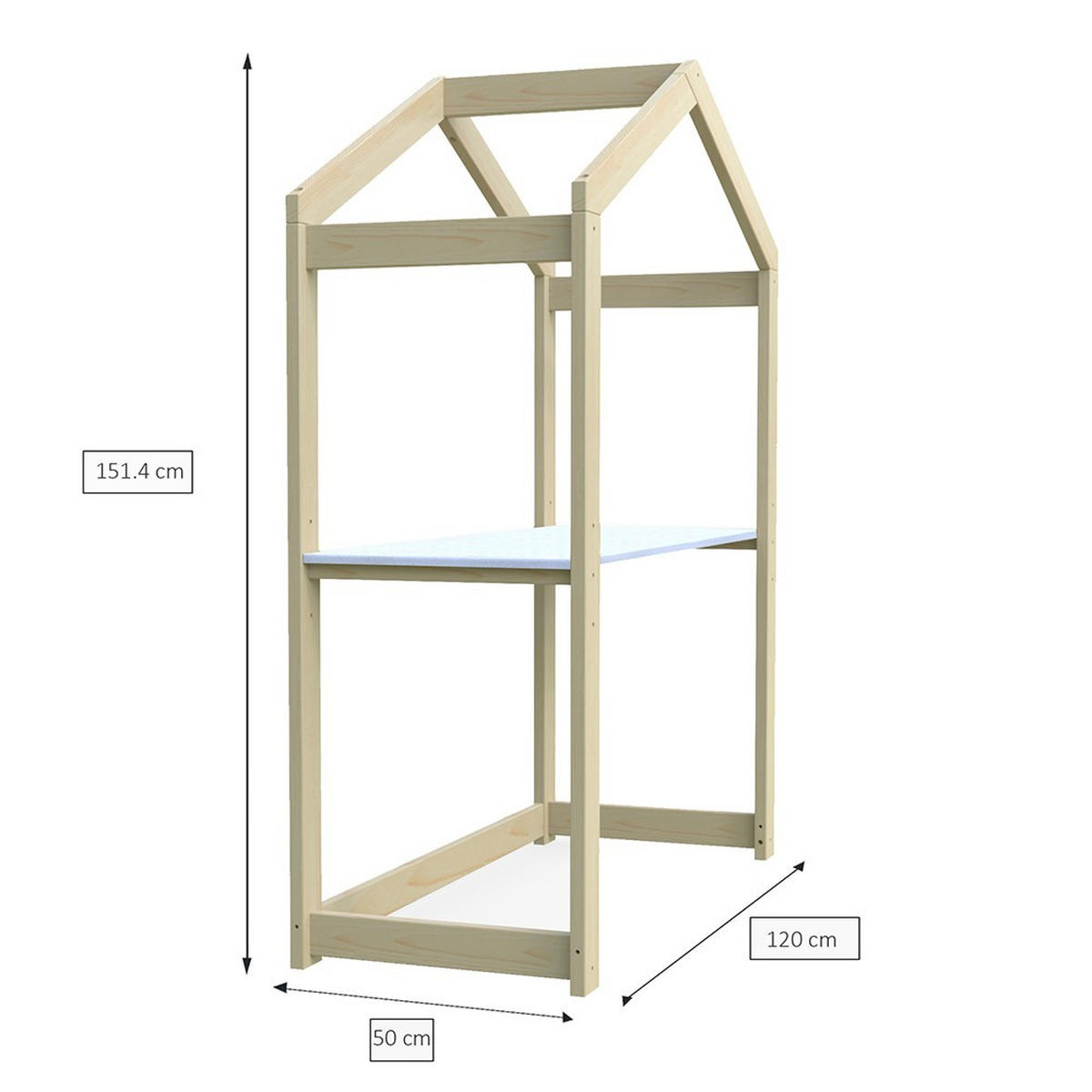 KINDERSCHREIBTISCH YOYO / Naturholz und Weiß - Naturfarben, Holz (50/151/120cm) - Weber Industries