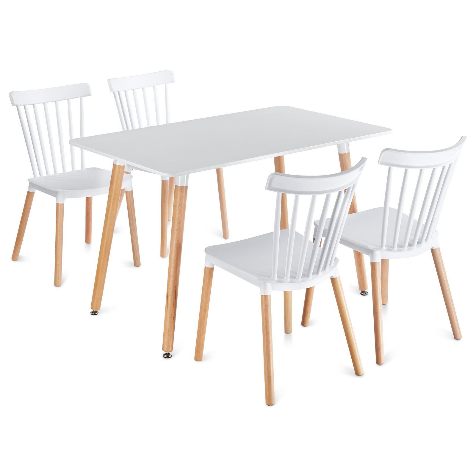 ESSGRUPPE SHANNON/RAVI 5er Set weiß - Weiß, Holz/Holzwerkstoff - IDIMEX