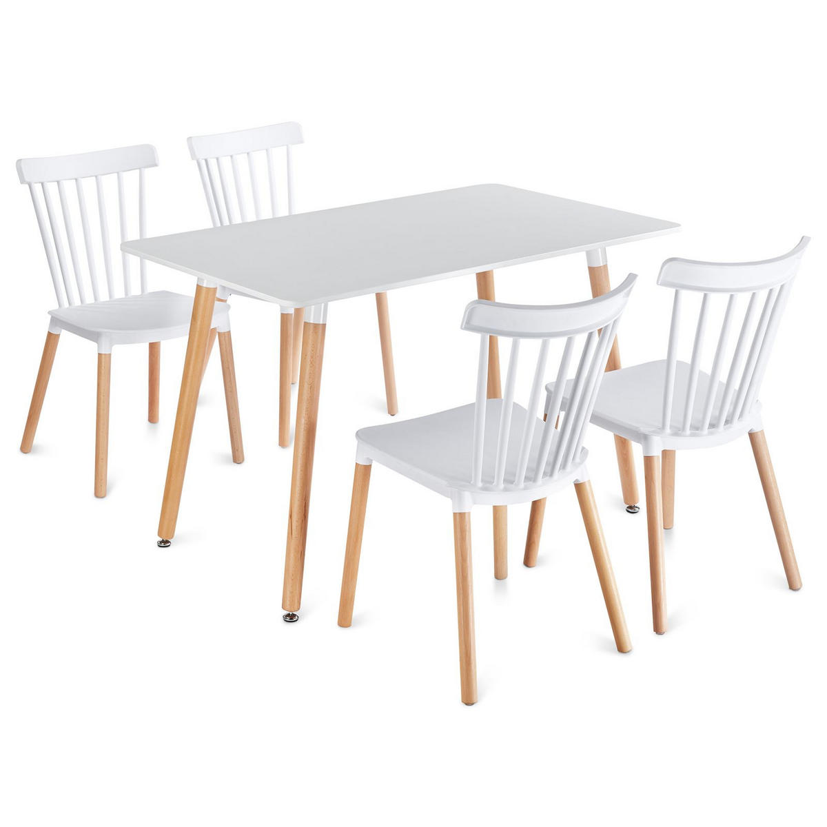 ESSGRUPPE SHANNON/RAVI 5er Set weiß - Weiß, Holz/Holzwerkstoff - IDIMEX