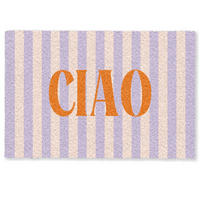 FUSSMATTE Ciao - Zitat - Pastell - Streifen Schmutzfangmatte 60x40 cm - Flieder, Kunststoff (60/0.4cm) - MuchoWow