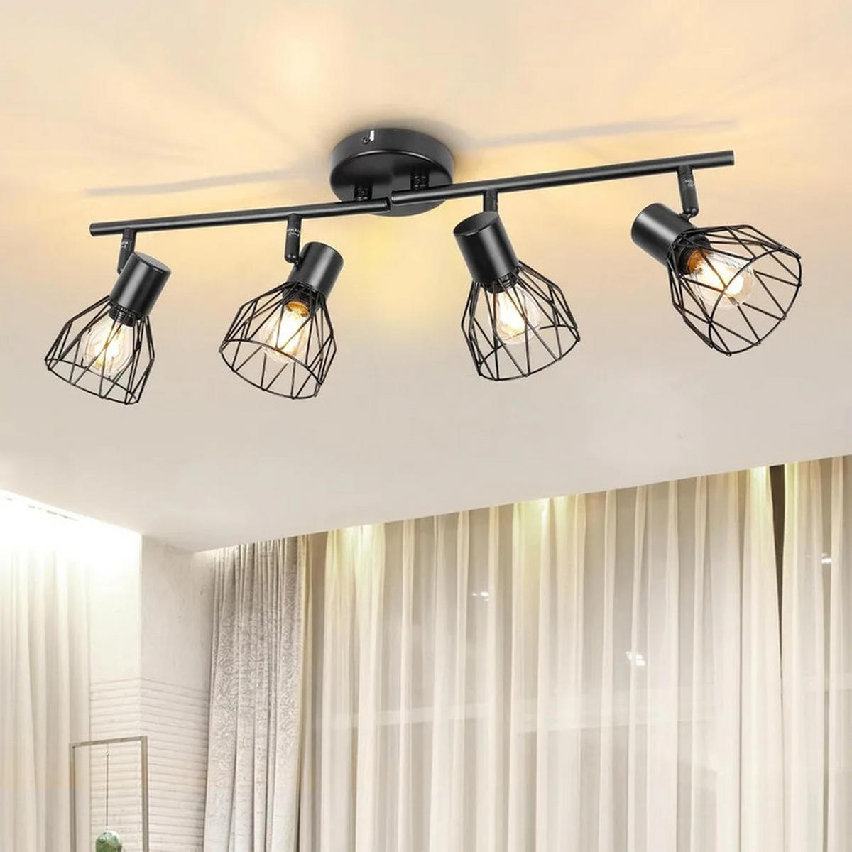 LED-DECKENSTRAHLER E14 Schwarz 350° Schwenkbar - Schwarz, Kunststoff (70/11/19cm) - Coonoor