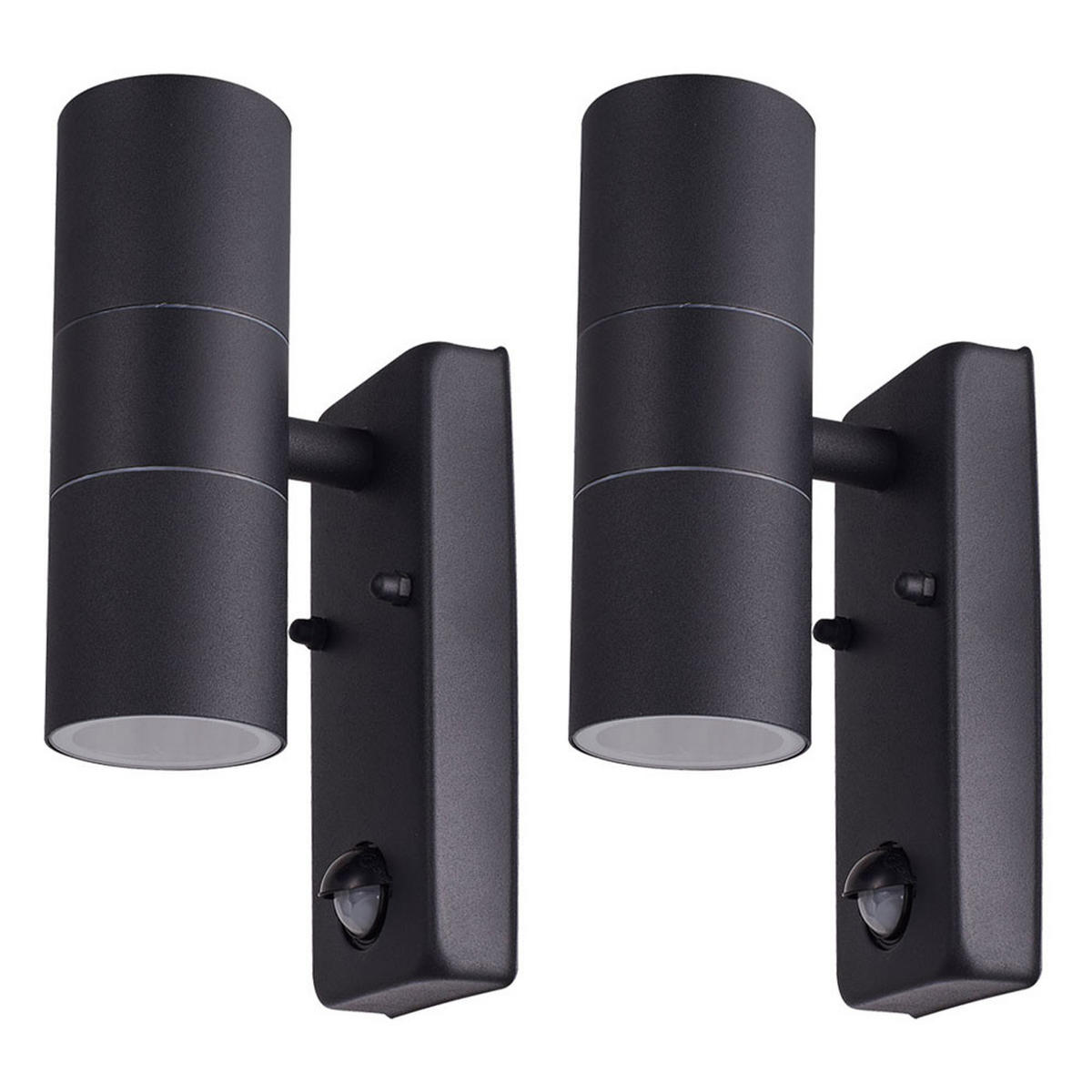 WANDLEUCHTE Alu-Druckguss Schwarz 2er Set - Schwarz, Glas (7.5/22/11.5cm)