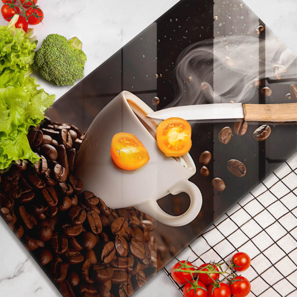 GLASPLATTE 30x52 cm Heiße Tasse Kaffee - Multicolor, Glas (30/52cm) - Wallfluent