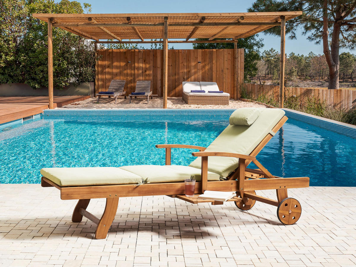 LIEGENAUFLAGE Grün 58/189 cm Toscana/Java/Amantea Premium - Grün, Textil (189/5/58cm) - Beliani