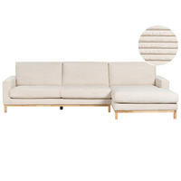 COLȚAR cu 4 locuri reps reiat bej deschis pe partea stângă Siggard - maro/bej, material textil (321/168cm) - Beliani