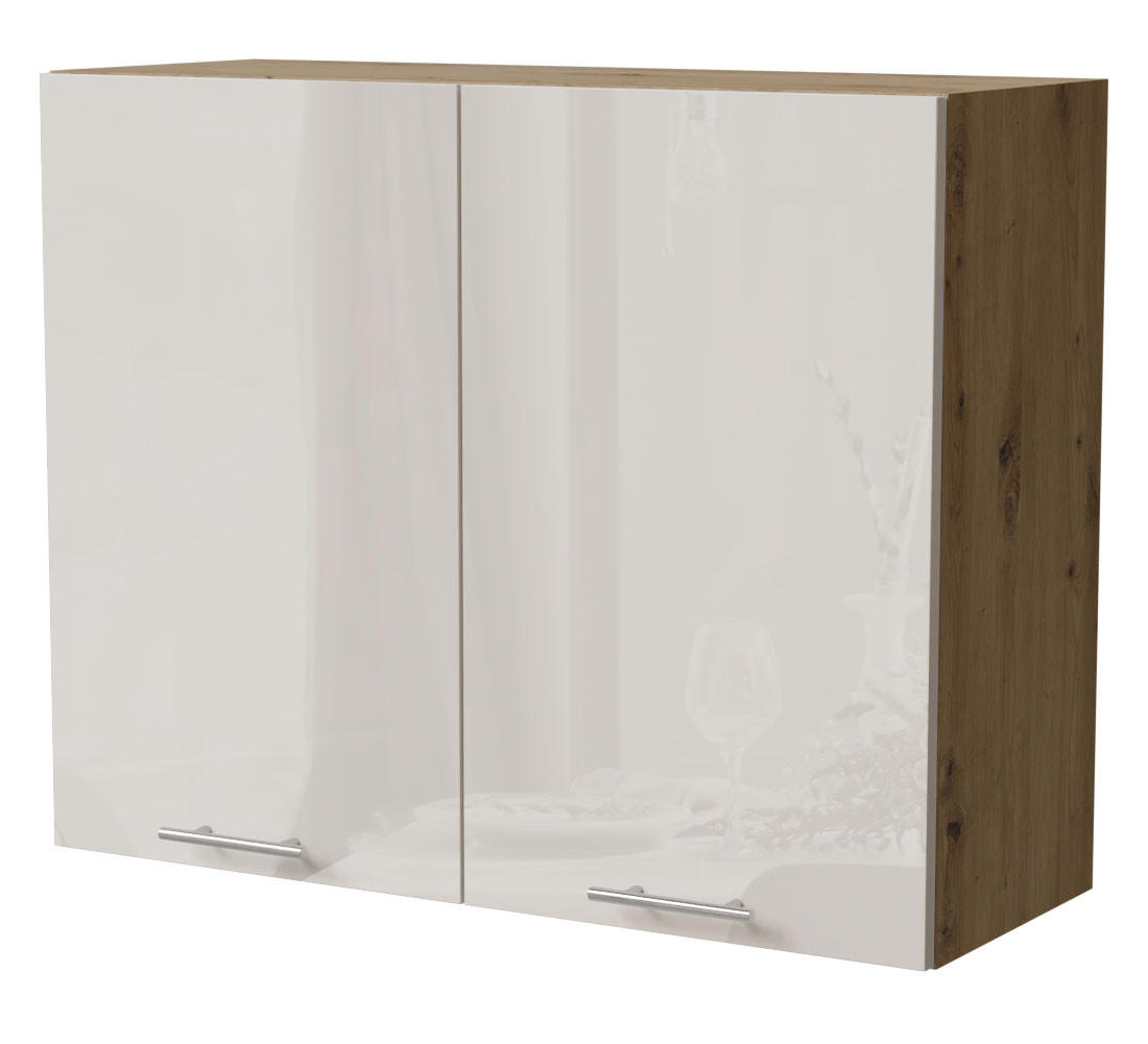 KÜCHENHÄNGESCHRANK Brerra W3/90 Eiche Artisan / RAL 9001 creme Hochglanz 90 / 32,5 / 72cm - Creme/Eiche Artisan, Holz/Holzwerkstoff (90/72/32.5cm) - Feldmann-Wohnen