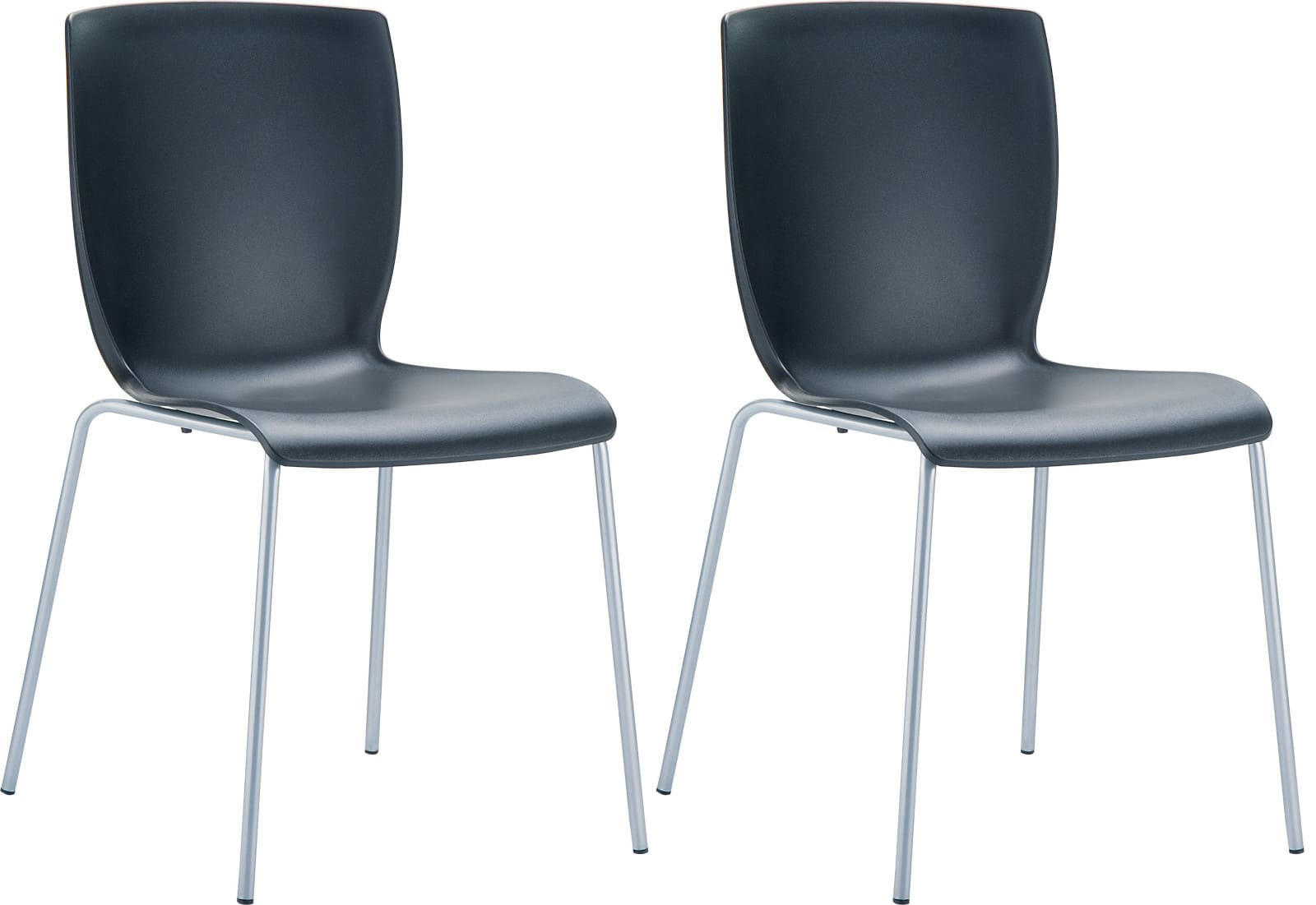 GARTENSTUHL 2er Set Kunststoff schwarz - Schwarz, Kunststoff/Metall (47/80/60cm) - CLP