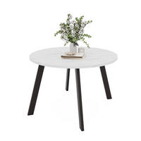 TISCH Schwarze Beine, MDF Tischplatte, Marmor Bianco - Schwarz/Weiß, Holzwerkstoff (100/100/76cm) - Idohome