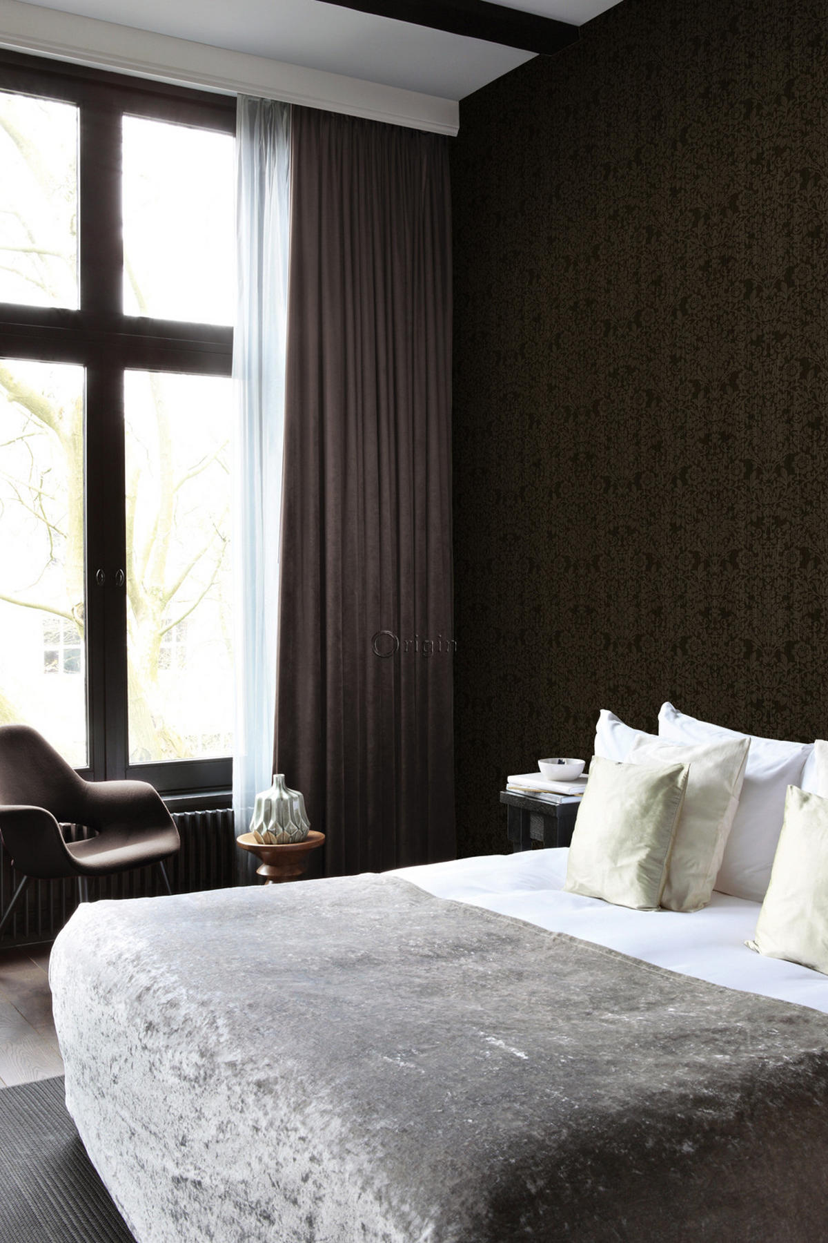 TAPETE Ornamente 53 cm x 10.05 m - Schwarz, Papier (53/1000cm) - Origin Wallcoverings