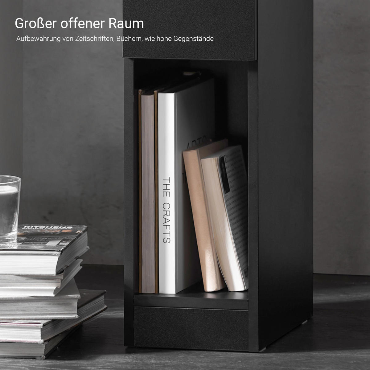 NACHTTISCH 2er Set, Schwarz, 20x60x35cm - Schwarz, Holzwerkstoff (20/60/35cm) - SoBuy