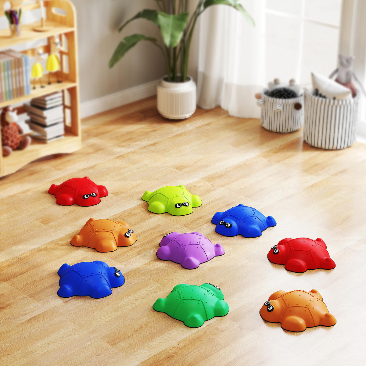 FLUSSSTEINE, 9-tlg. Schildkrötenförmig Balanciersteine für 3-8 Jahre Kinder Bunt - Blau, Kunststoff (31/8.5/32cm) - AIYAPLAY