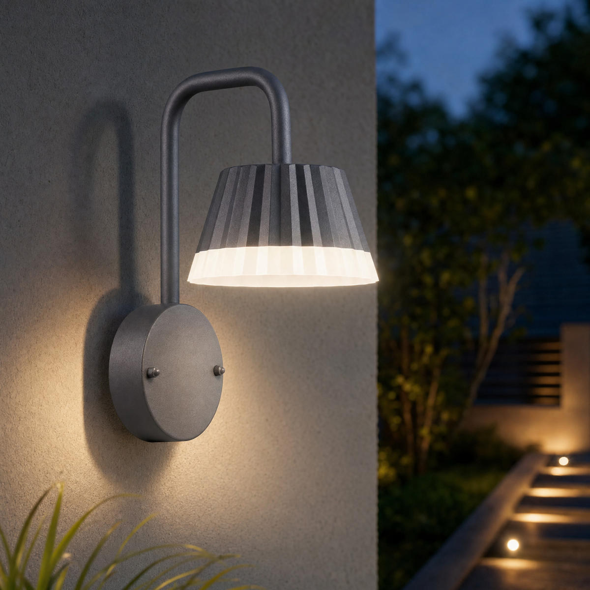 LED-ALUMINIUM-AUSSENWANDLAMPE - stabile Wandleuchte für den Außenbereich mit 4000K Lichtfarbe zur Wandmontage - Weiß, Metall (22/29/15cm) - Northpoint