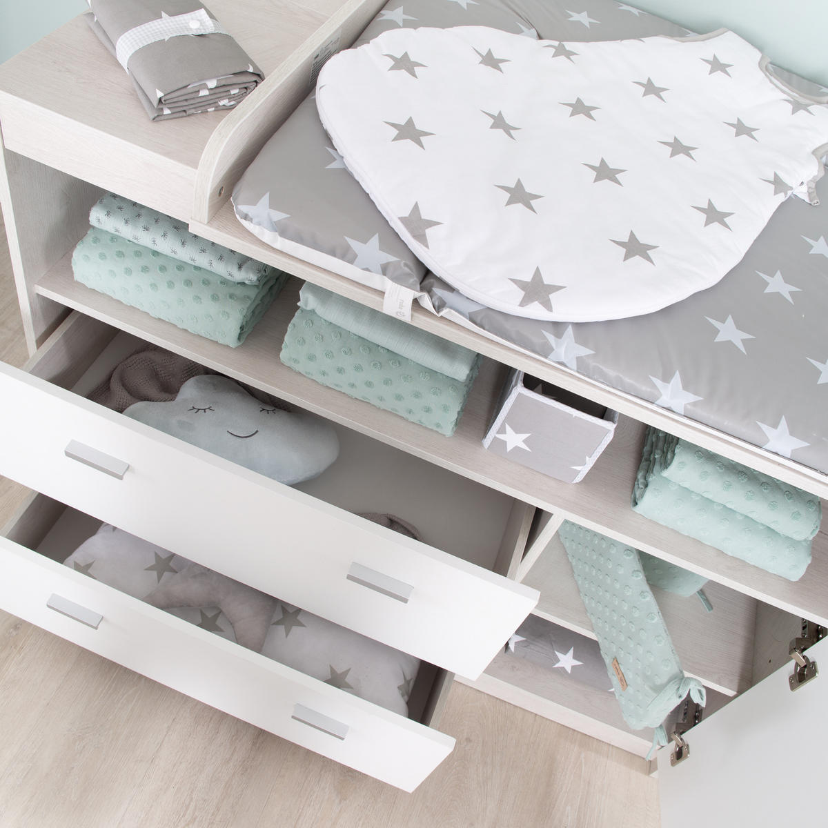 BABYZIMMER-SET Julia, 3-teilig - Weiß, Holzwerkstoff (78/80/142cm) - Roba