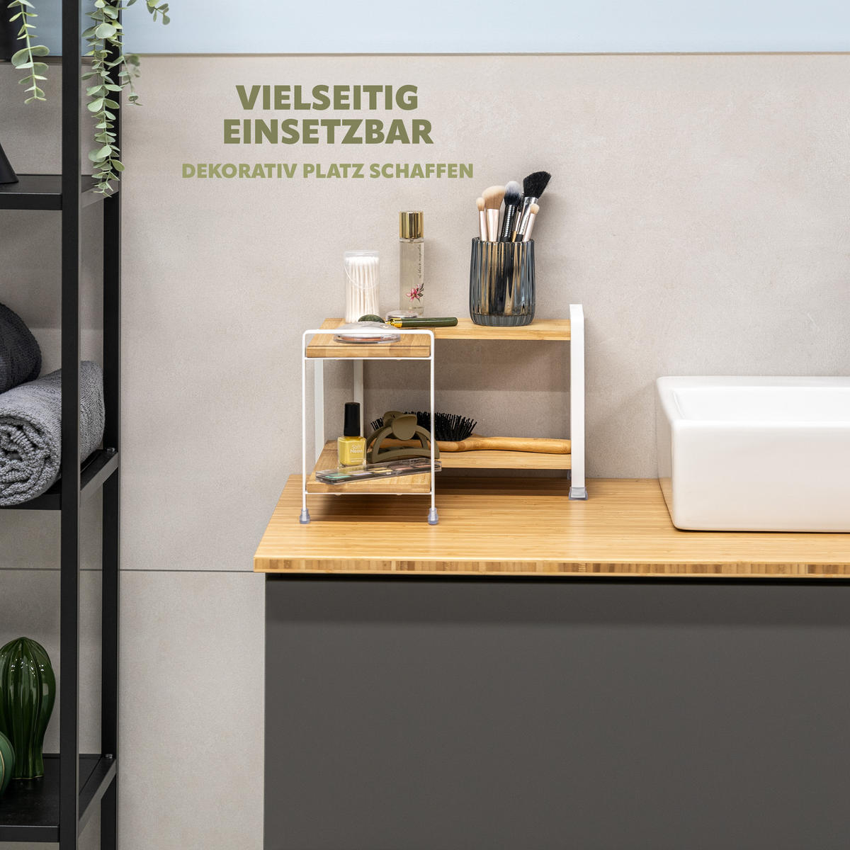 GEWÜRZ-ECKREGAL Bambus/Metall weiß - Weiß, Holz (31.5/21/31.5cm) - eluno