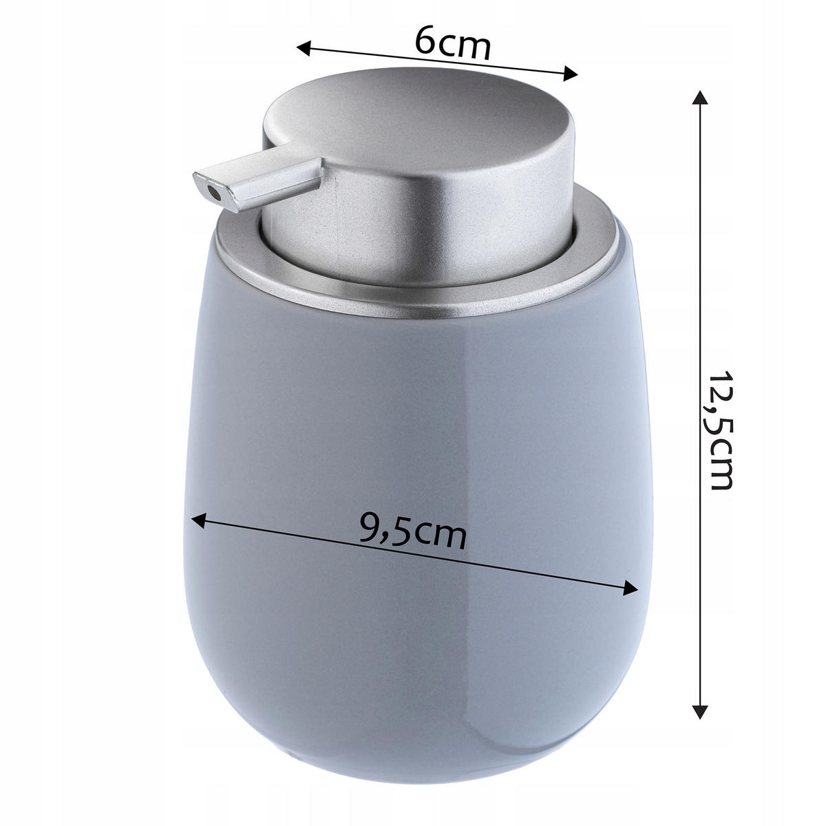 FLÜSSIGSEIFENSPENDER 12 cm, grau - Grau, Keramik (9.5/12cm) - KADAX