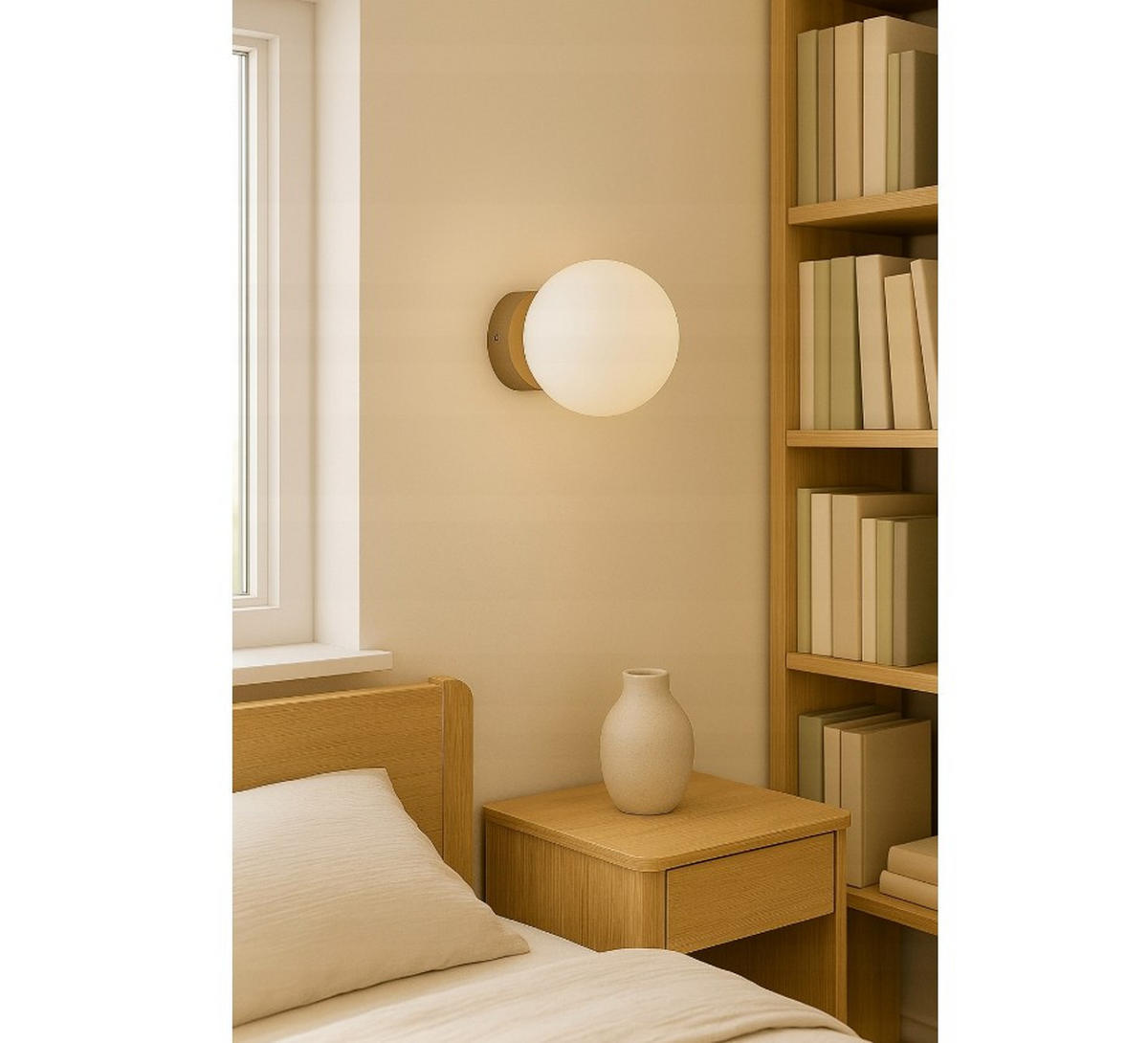 WANDLEUCHTE ECRU II - Beige/Goldfarben, Glas/Metall (16/14/14cm) - kiki design