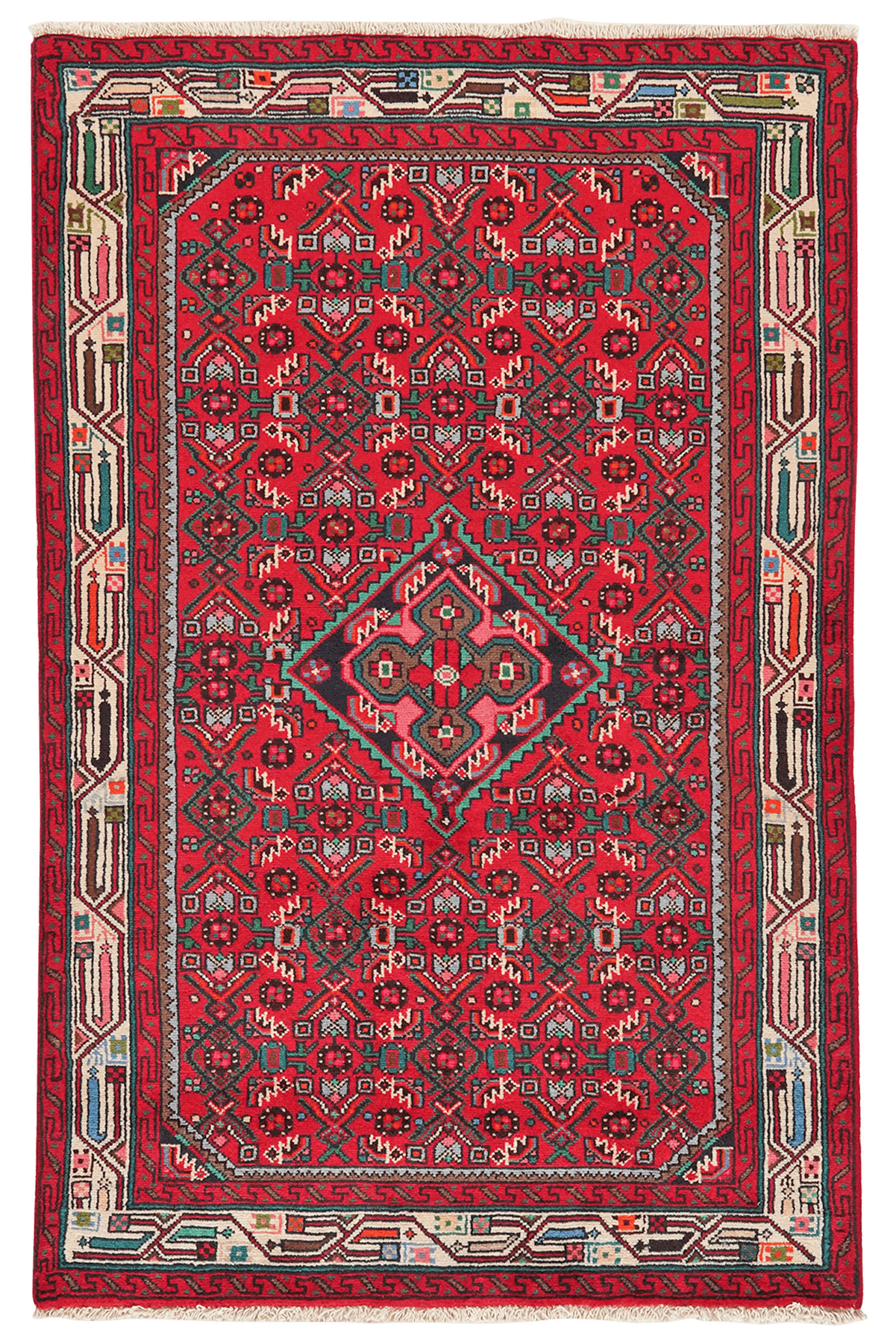ORIENTTEPPICH handgeknüpft Assadabad Rot 155/100 cm Schurwolle - Rot, Textil (100/155cm) - Looma