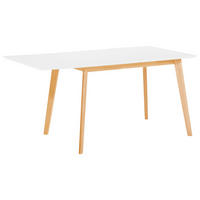 ESSTISCH 120-155/80/75 cm Weiß, Hellbraun Rechteckig Medio - Weiß, Holzwerkstoff (155/80/75cm) - Beliani