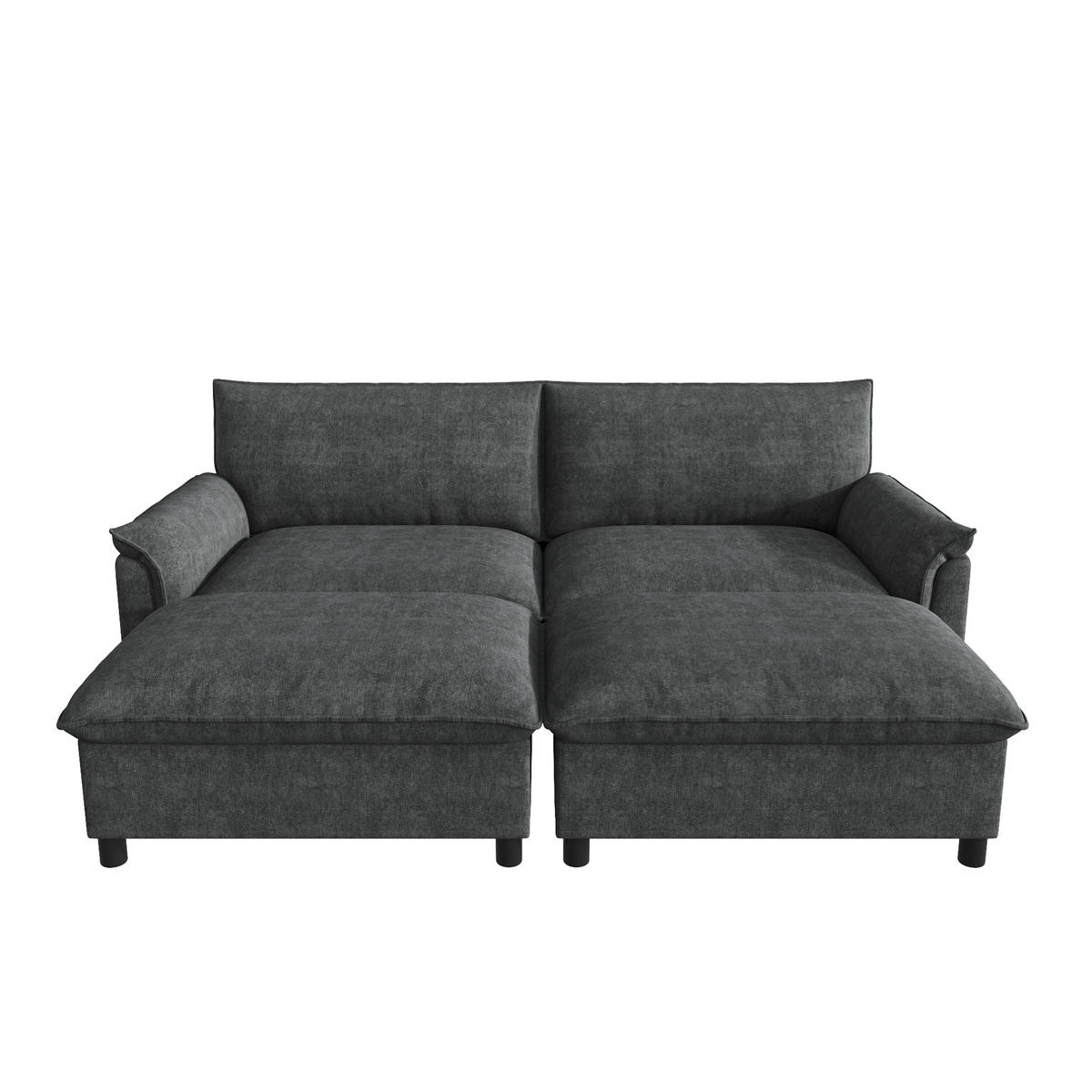 ECKSOFA 216/77/82 cm mit Schlaffunktion, beweglichem Fußhocker und Stauraum, Schwarz - Schwarz, Textil (216/77cm) - Redom