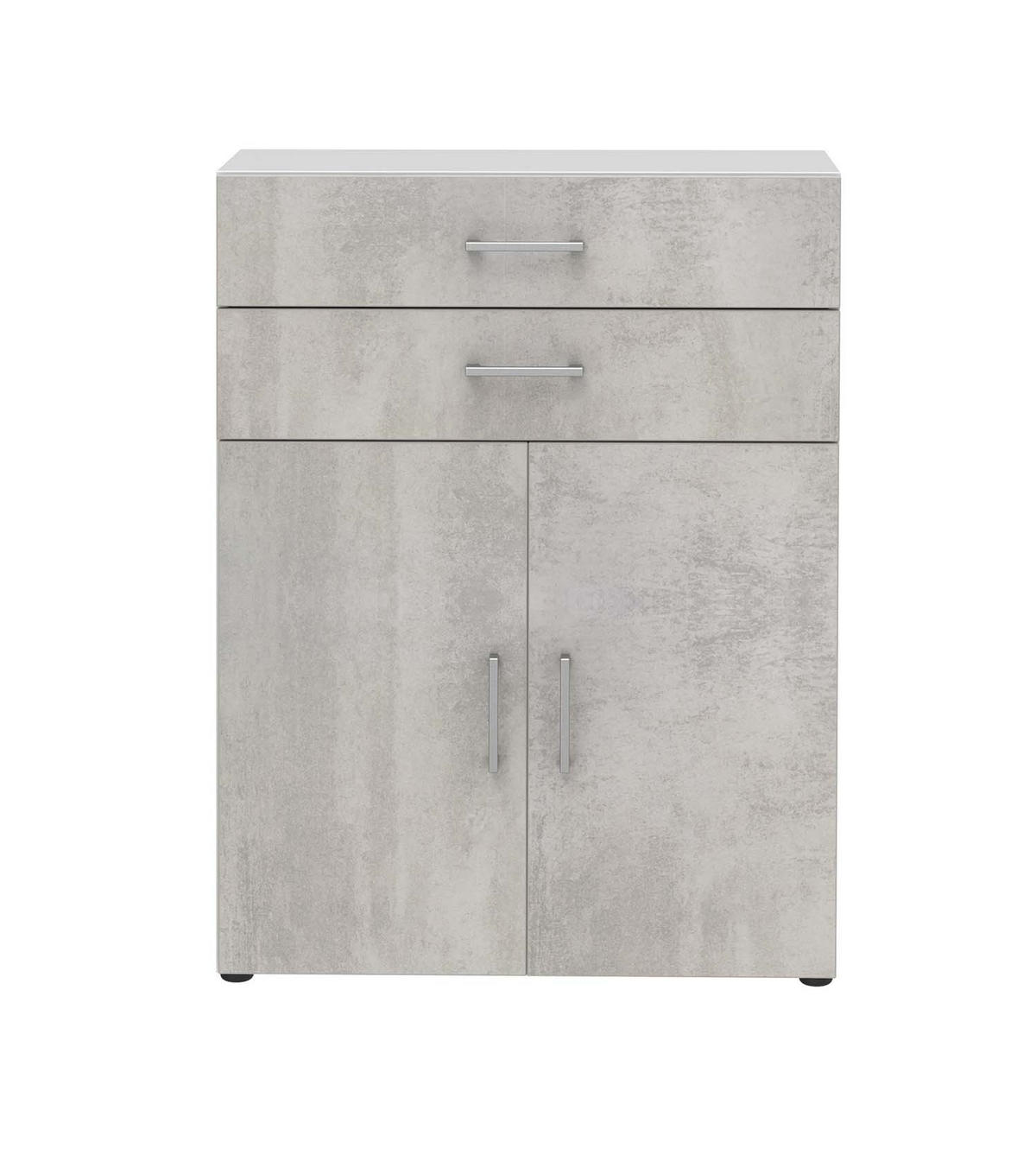 AKTENSCHRANK - 2 Fächer, 2 Schubkästen - Weiß/Beton - Grau, Holzwerkstoff (80/107.2/34.4cm) - Röhr