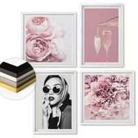 WANDBILDER 4er-Set - 50x50 cm & 40x60 cm Weißer Rahmen - Blumen, Pfingstrosen, Rosen, Eleganz - Weiß, Kunststoff (50/50cm) - ArtPrintCave