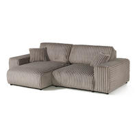 ECKSOFA Cord Velours 237x144x79 grau PAULINA - Grau, Kunststoff (237/144cm) - Massivmoebel24