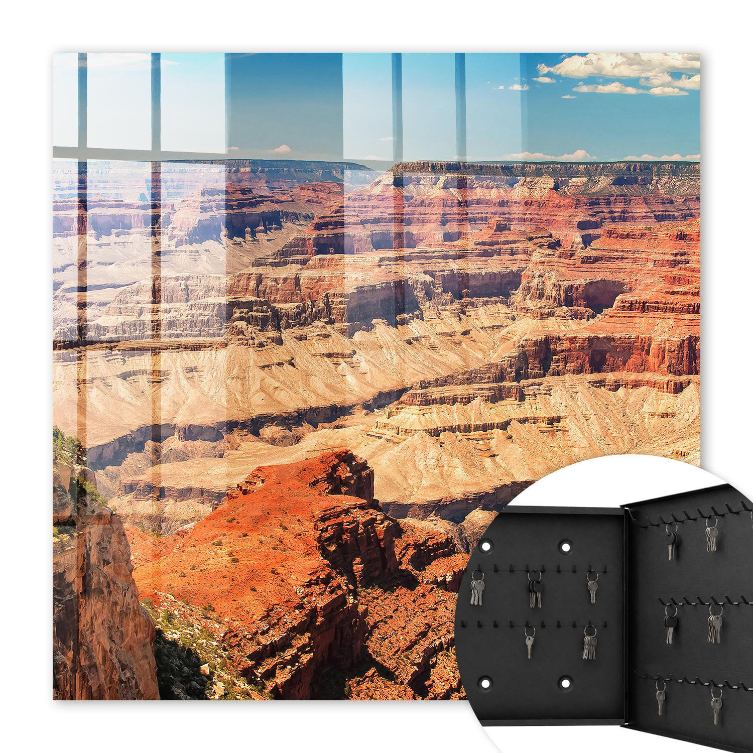 SCHLÜSSELBOX Schwarz 30x30 cm- Türöffnung nach rechts - Schönheit aus Stein - Gelb, Metall (30/30/5cm) - TULUP