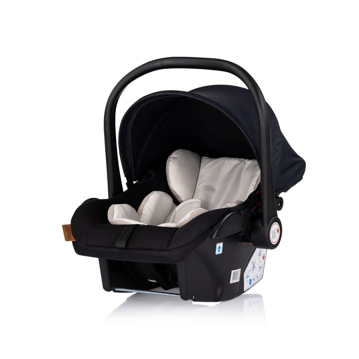 BABYSCHALE Amore i-Size Gruppe 0+ schwarz gemustert (0 - 13 kg) Kissen Griff verstellbar - Schwarz, Kunststoff (40/56/62cm) - Chipolino