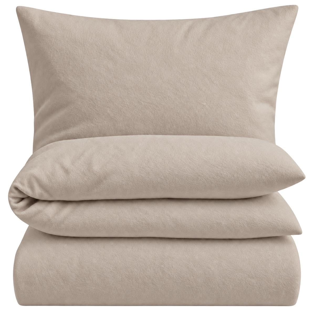 BIBER-BETTWÄSCHE 135x200 - Kuschelig warmer Flanell Bettbezug aus 100% Baumwolle für Herbst & Winter - Beige Uni - Beige, Textil (135/200cm) - Carpe Sonno