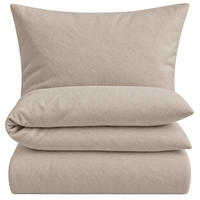BIBER-BETTWÄSCHE 135x200 - Kuschelig warmer Flanell Bettbezug aus 100% Baumwolle für Herbst & Winter - Beige Uni - Beige, Textil (135/200cm) - Carpe Sonno