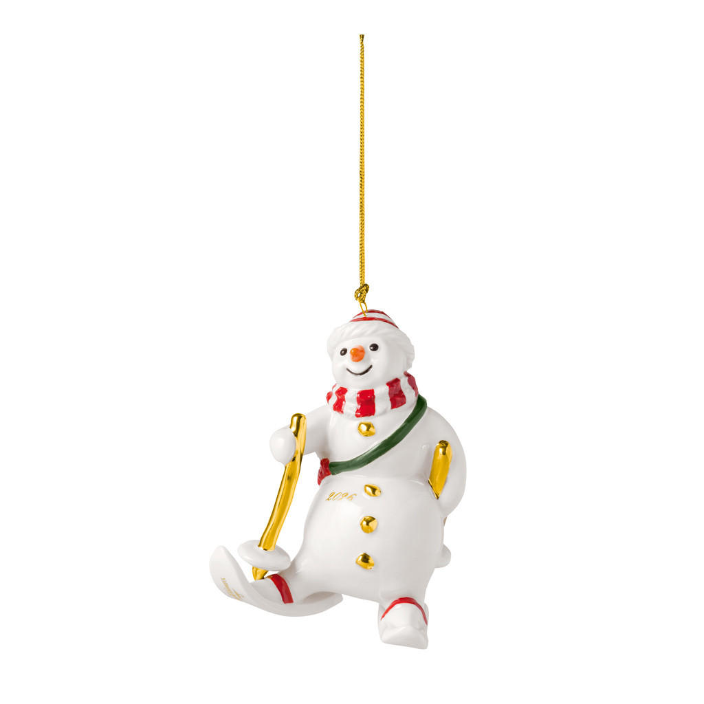 ORNAMENT SCHNEEMANN 2026 Christmas Classics weiß-gold 7,3 x 6,8 x 9,9 cm - Goldfarben/Weiß, Keramik (6.8/9.9/7.3cm) - Villeroy & Boch