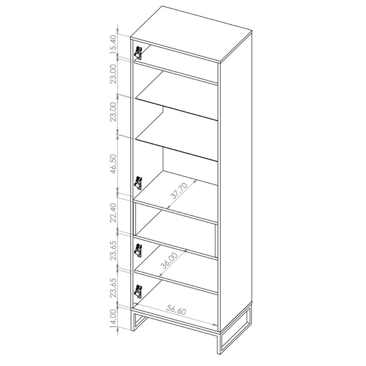 VITRINE OMAN mit 2 Türen, eiche Artisan+Schwarz - Schwarz/Eiche Artisan, Holzwerkstoff/Metall (60/202/40cm) - Beautysofa