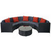 POLY-RATTAN GARNITUR RUND Schwarz, Anthrazit, Orange - Anthrazit/Schwarz, Kunststoff - MCW