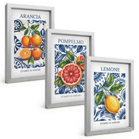 BILDER SET 3er Set - 20x30 cm Silberner Rahmen - Italienische Zitrus-Modeplakate - Silberfarben, Kunststoff (20/30cm) - TULUP