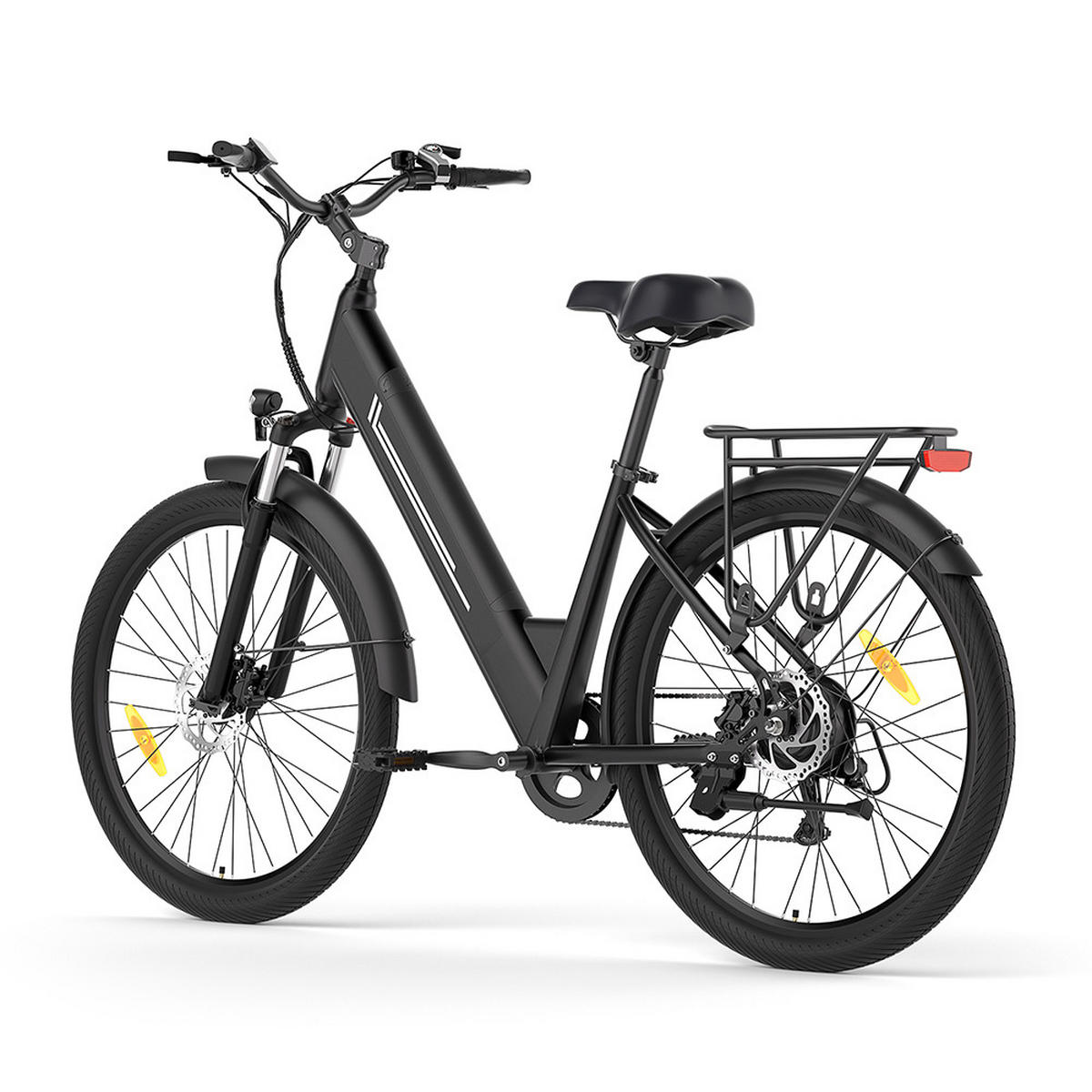 E-BIKE mit hydraulischen Scheibenbremsen, 100 km Reichweite & 80 mm Federweg (Schwarz) - Schwarz, Kunststoff (85cm) - Touroll