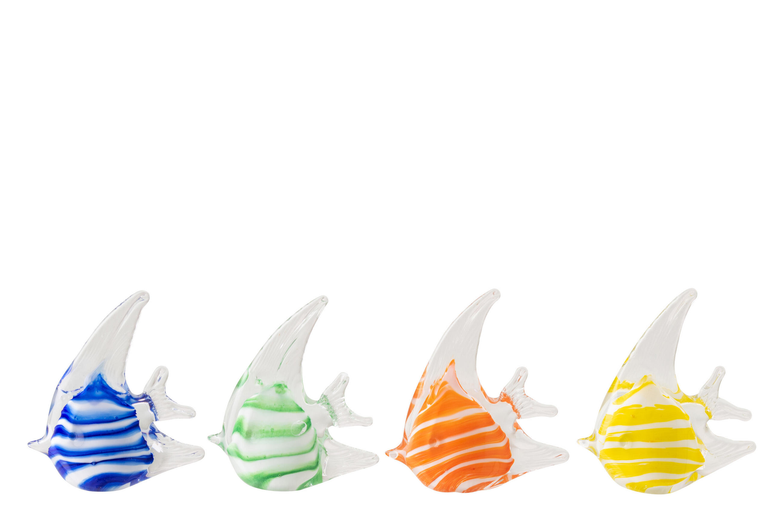 BRIEFBESCHWERER FISCH (4ER SET) - Multicolor, Glas (3.7/13.7/12cm) - J-Line