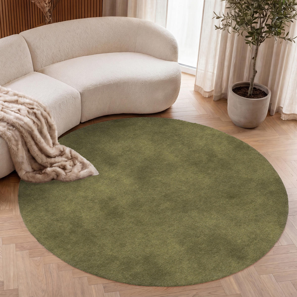 KOBERCE - Textúra - abstraktná - zelená - 150x150 cm - olivovozelená, textil/plast (150/0.4cm) - OnlyWow