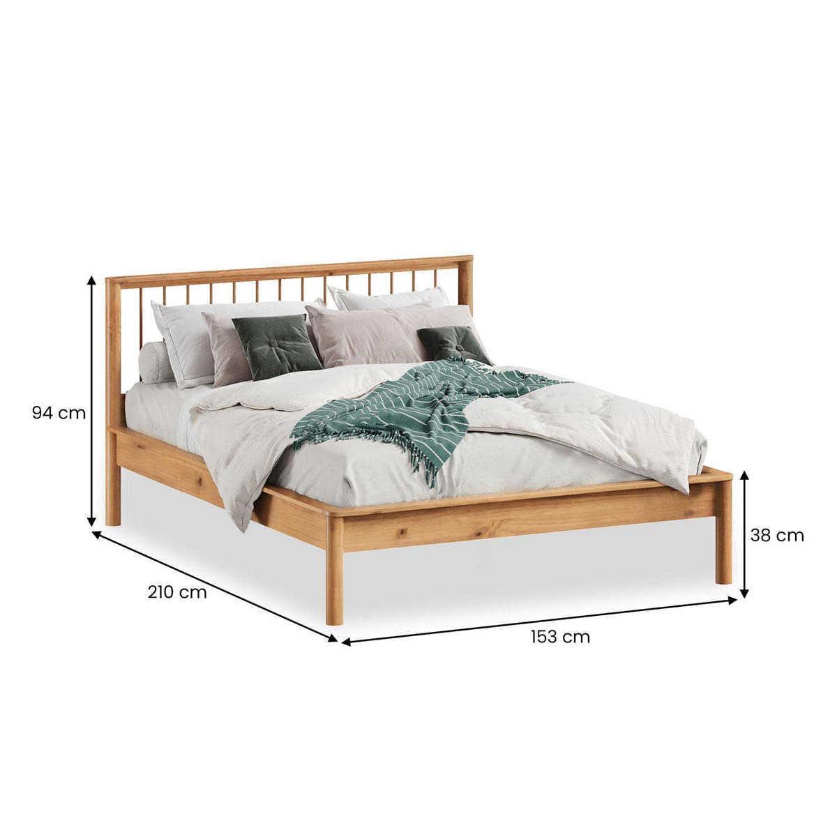 DOPPELBETT MASSIVHOLZ APOANA 140X200 CM - Eichefarben, Holz (140/200cm) - IDIMEX