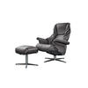 RELAXSESSEL MIT HOCKER MODO Grau Leder - Silberfarben/Grau, Leder/Metall (81/98/90cm) - KAWOLA