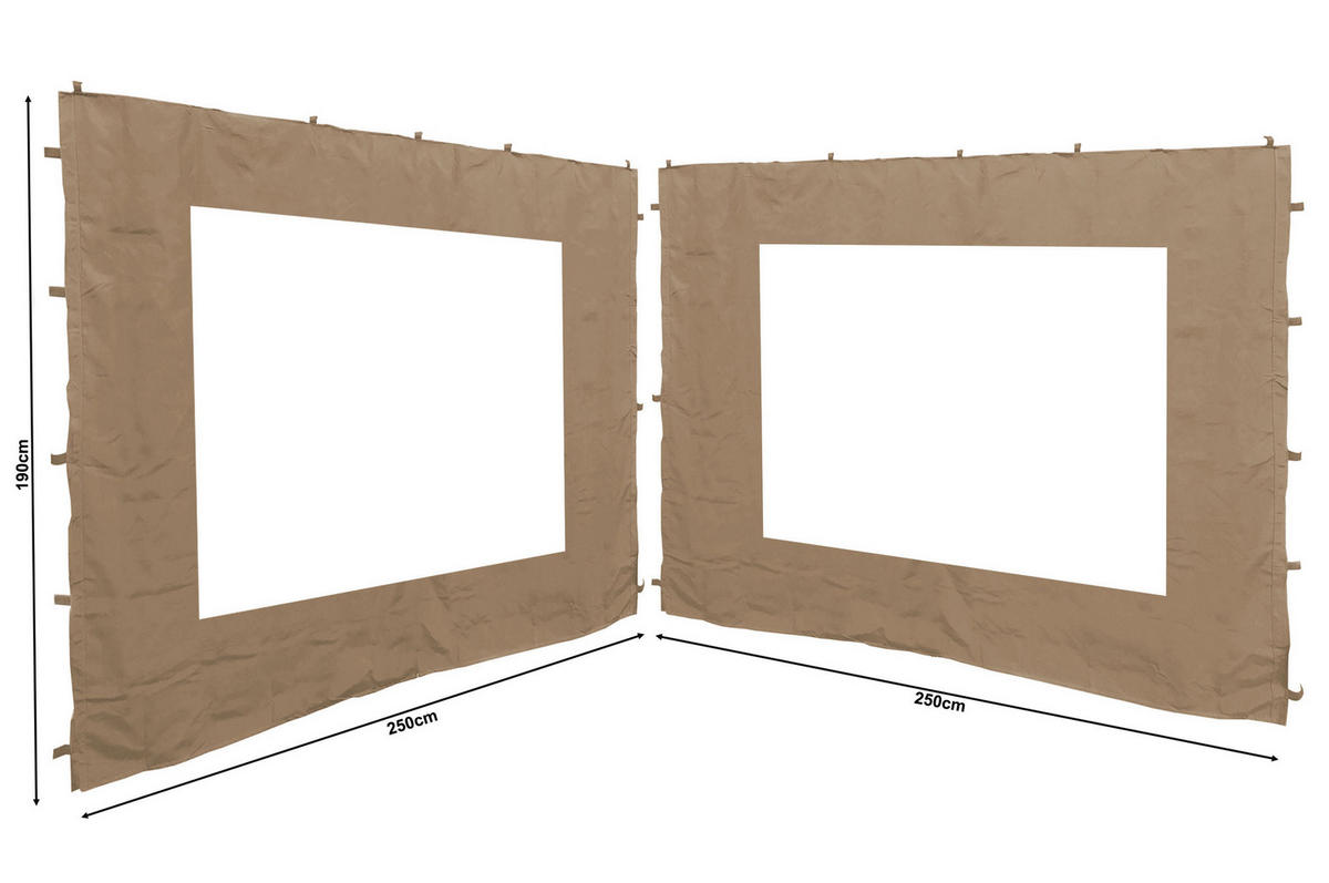 2 Seitenteile 250x190cm mit Fenster Sand - Beige, Kunststoff/Textil (250/190/250cm) - QUICK STAR