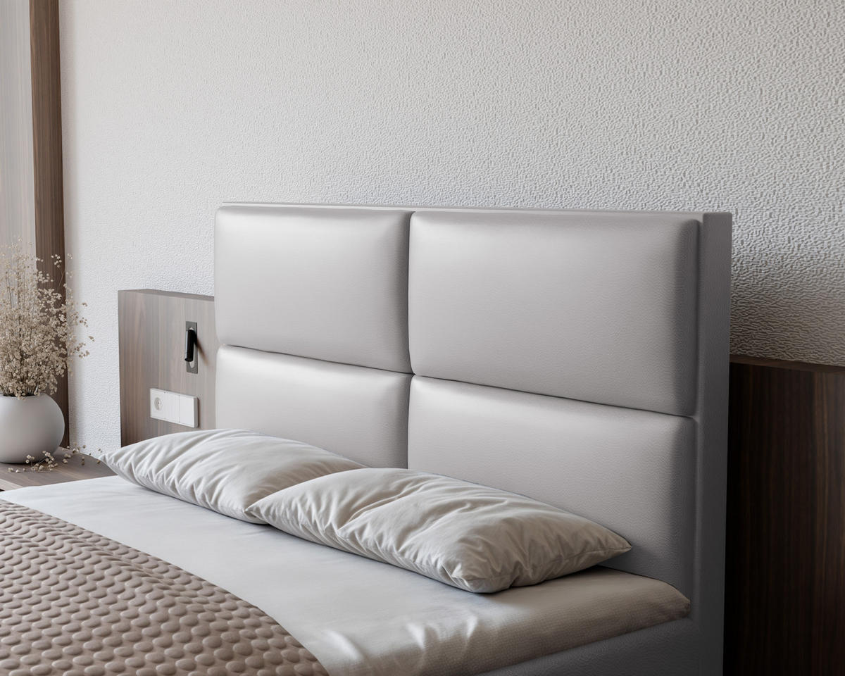 BOXBETT ORFEO 140/200 cm mit Matratze und Topper, Grau - Grau, Textil (140/200cm) - Idohome