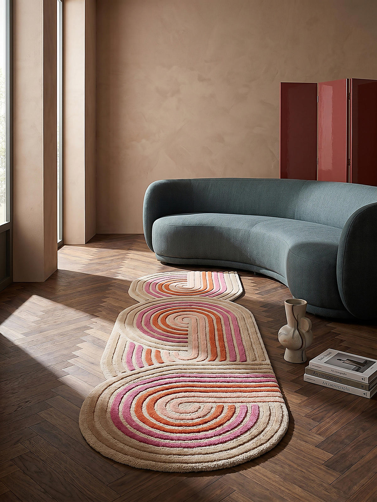 TEPPICH aus Wolle SOAR in Rosa, abstrakt, 80 x 300 cm - Rosa, Textil (300/80cm) - KADIMA DESIGN