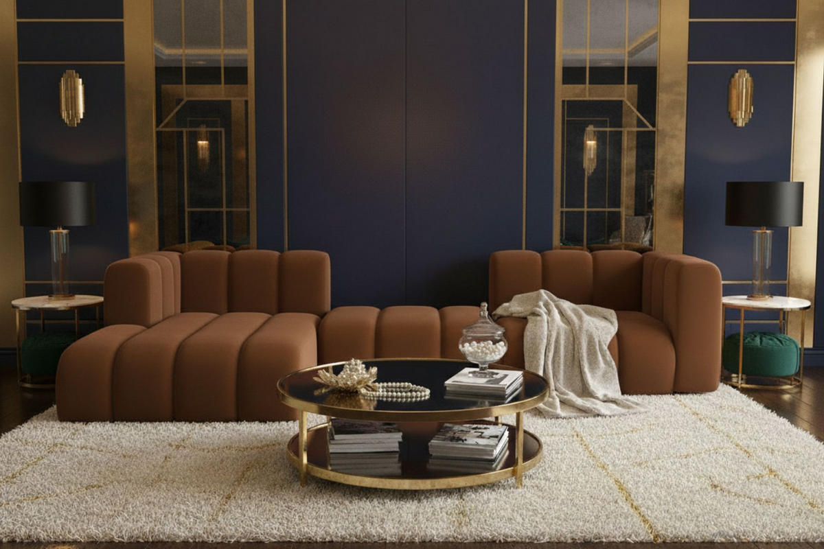 ECKSOFA L-Form Grand L 319 cm, Veloursstoff Salvador, Dunkelbraun, Links - Dunkelbraun, Holz (319/179cm) - Kaiser Möbel