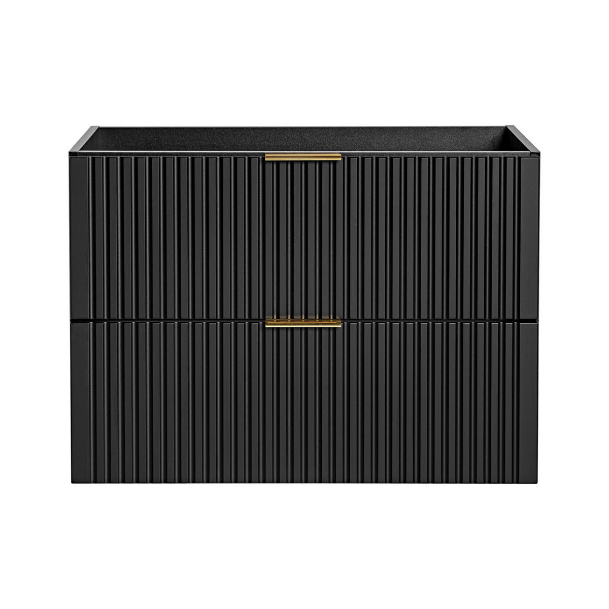 WASCHBECKENUNTERSCHRANK ADEN SET2 Profilierte Fronten Schwarz - Goldfarben/Schwarz, Glas/Holzwerkstoff (80/60/46cm) - Komodee
